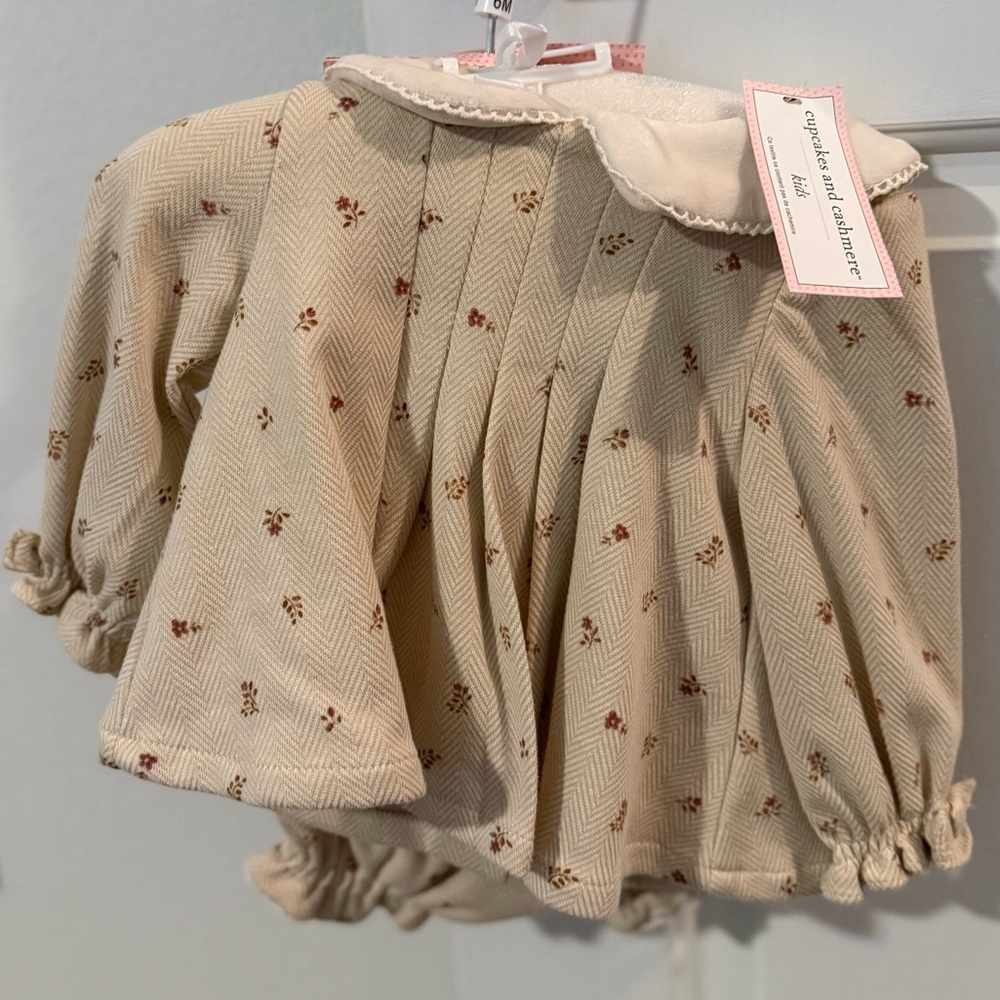 Cupcakes and Cashmere Cream Floral Baby Dress with Bloomers